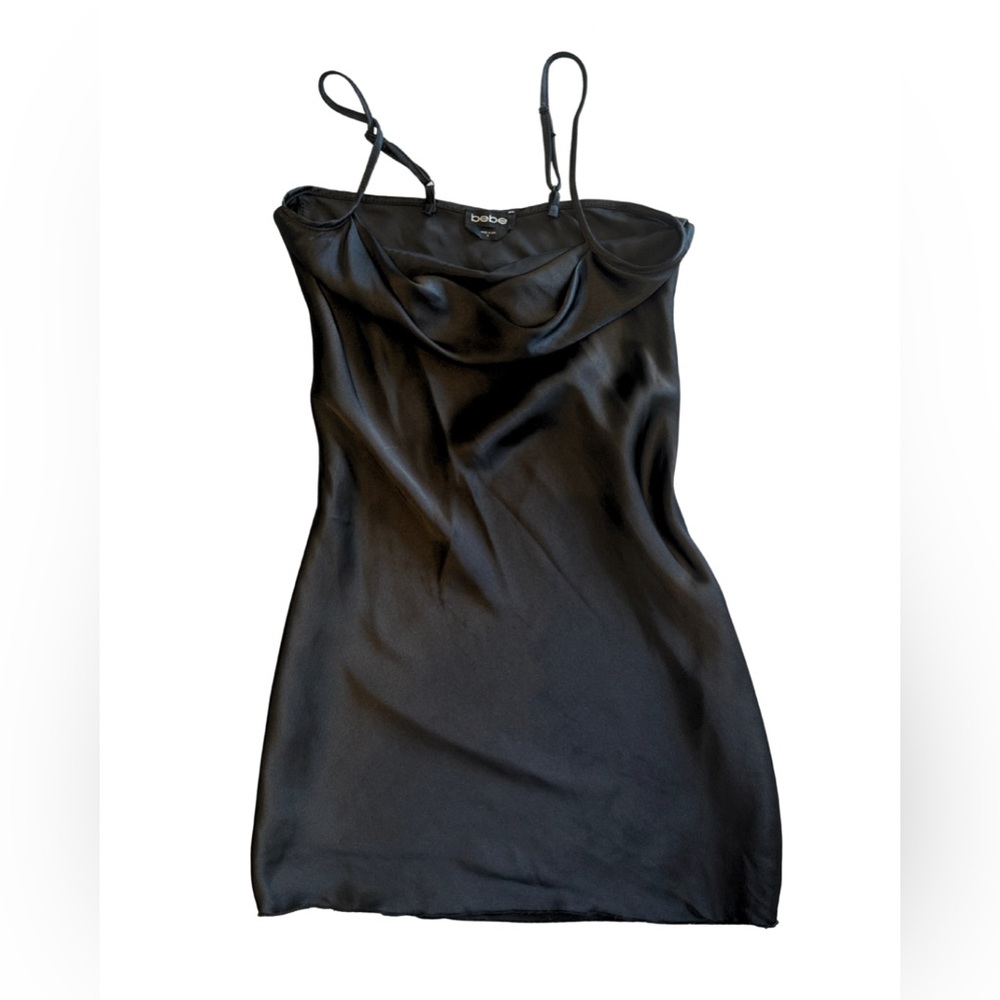 Bebe Satin Black Mini Dress